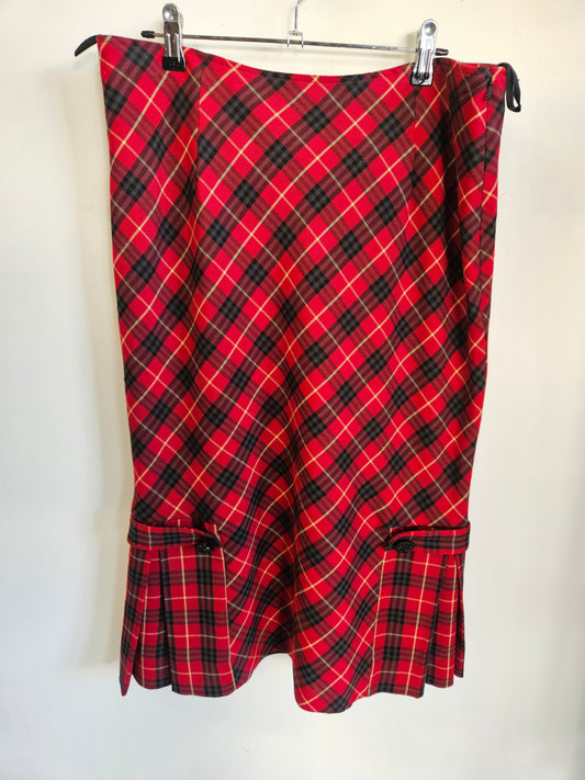 DAVID POND VISCOSE SPANDEX BLEND SKIRT RED PLAID SIZE 14
