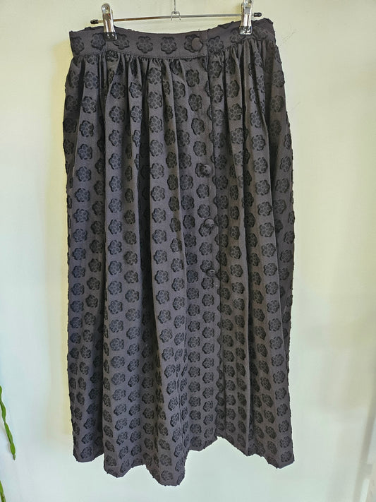 SISTER JANE VISCOSE COTTON MAXI SKIRT BLACK EMBROIDERED SIZE M