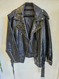 DECJUBA FAUX LEATHER BIKER JACKET BLACK SIZE 12