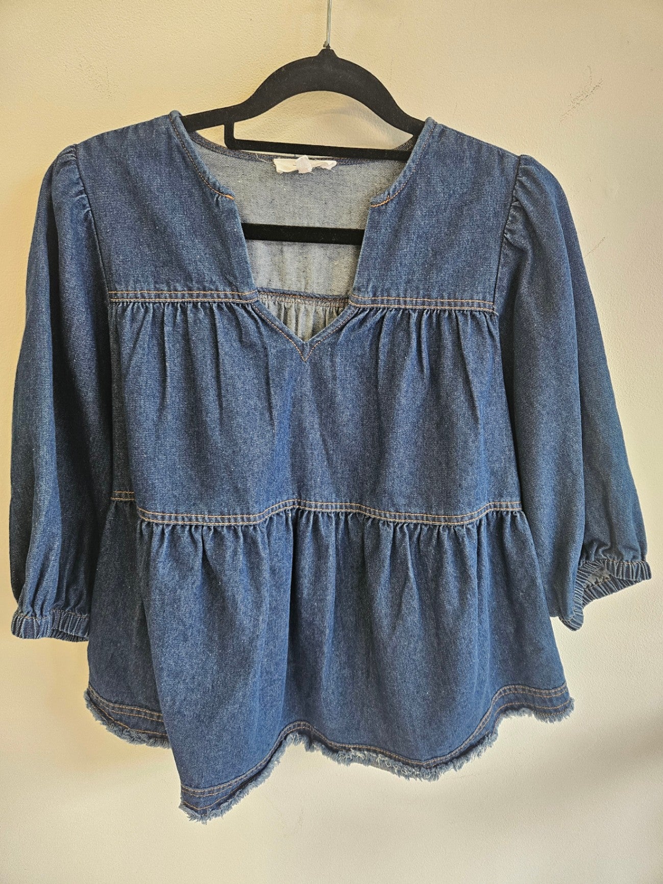 ZEST DENIM LONG SLEEVE TOP MID BLUE SIZE 8