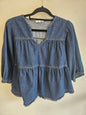 ZEST DENIM LONG SLEEVE TOP MID BLUE SIZE 8