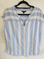 TOMMY HILFIGER COTTON SHORT SLEEVE TOP BLUE WHITE STRIPE SIZE L