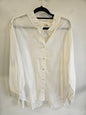 LANIA COTTON SILK LONG SLEEVE COLLARLESS SHIRT WHITE SIZE 16