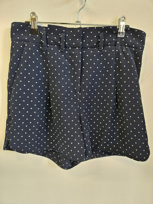 PORTMANS POLYESTER SHORTS NAVY WHITE SPOT SIZE 10