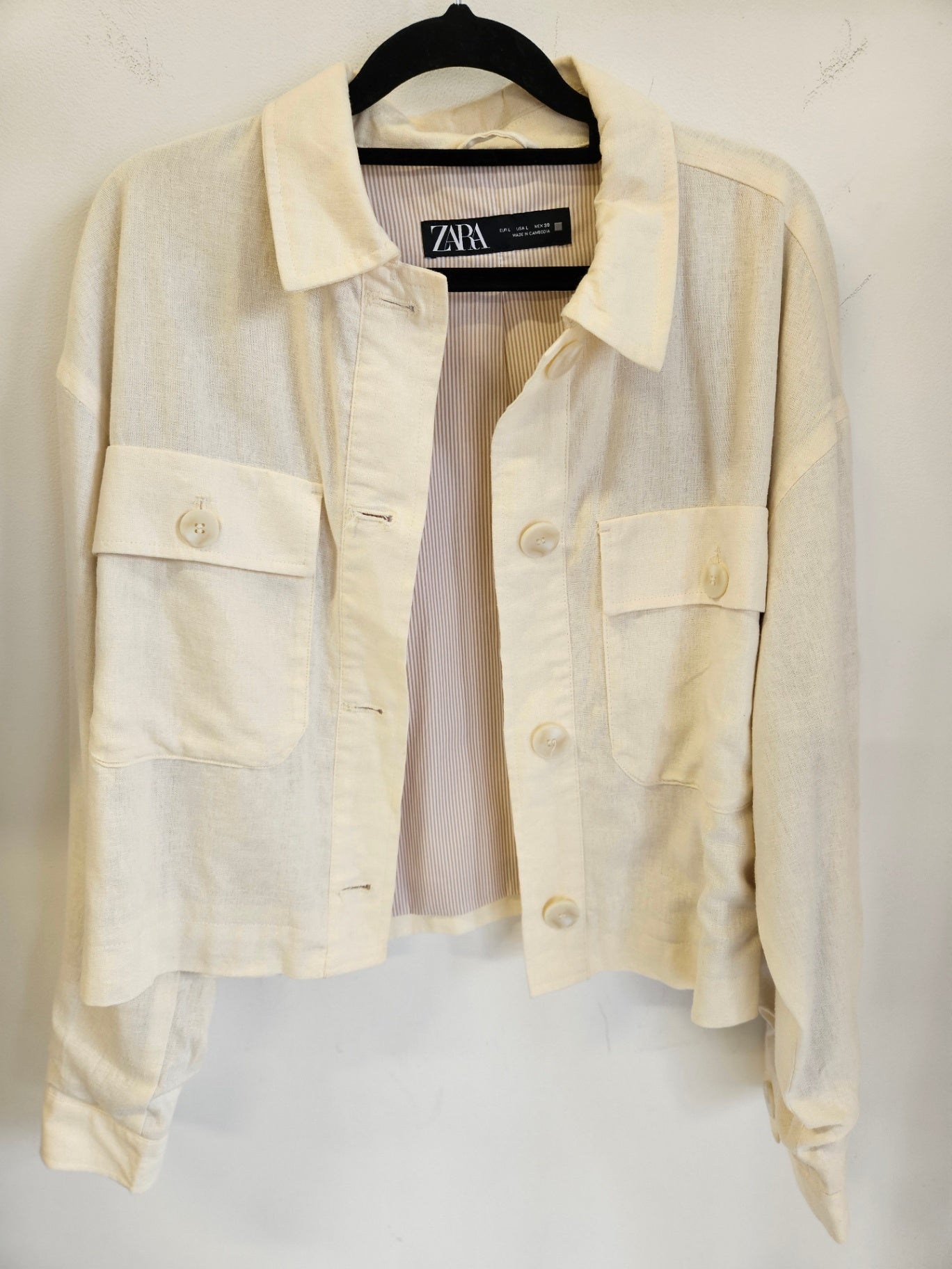 ZARA LINEN JACKET CREAM SIZE L