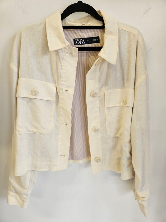 ZARA LINEN JACKET CREAM SIZE L