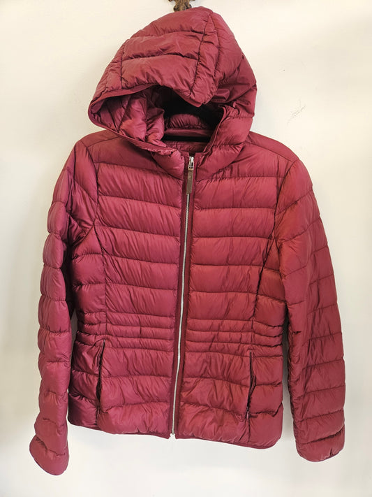 MASSIMO DUTTI LIGHTWEIGHT DOWN JACKET BURGUNDY SIZE L