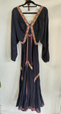 TIGERLILY COTTON LONG SLEEVE MAXI DRESS NAVY WITH EMROIDERED DETAIL SIZE 8