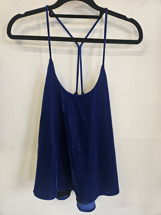 ZARA VELVET SLEEVELESS TOP ROYAL BLUE SIZE XS