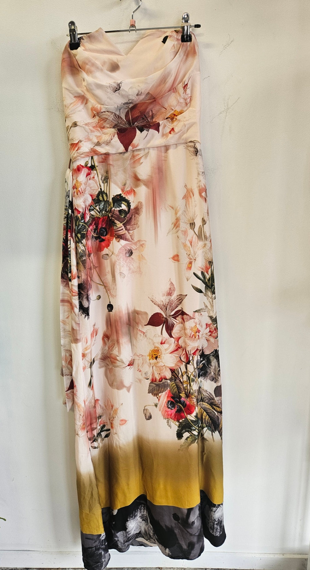 TED BAKER SILK DRESS PINK PEACH FLORAL SIZE S