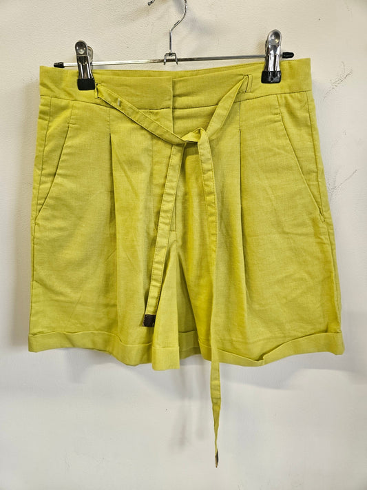 MASSIMO DUTTI LINEN SHORTS CHARTREUSE SIZE S