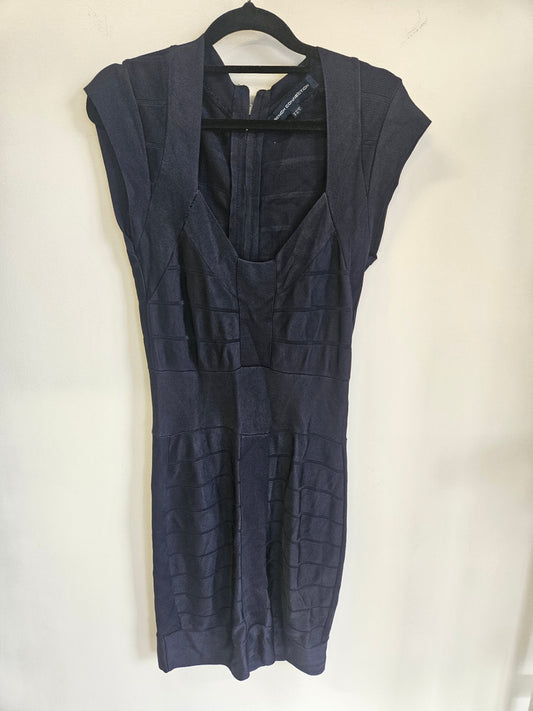 FRENCH CONNECTION ELASTANE VISCOSE BLEND DRESS NAVY SIZE 10