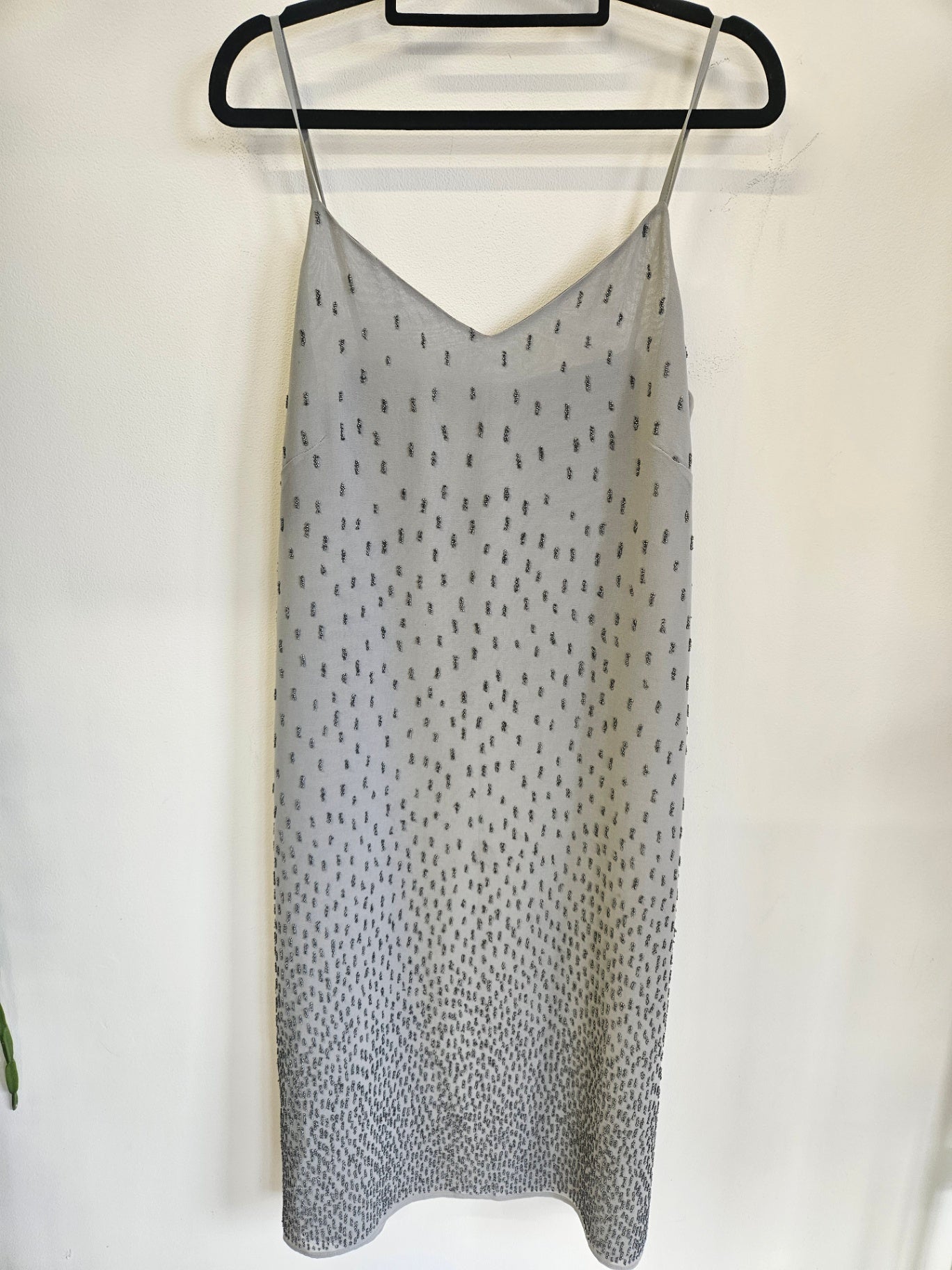 WELLS SILK BEADED FORMAL MIDI DRESS GREY SIZE 12