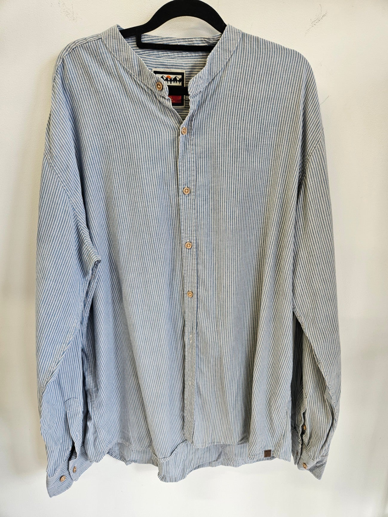 PARK COTTON LINEN LONG SLEEVE SHIRT BLUE WHITE STRIPE SIZE 2XL