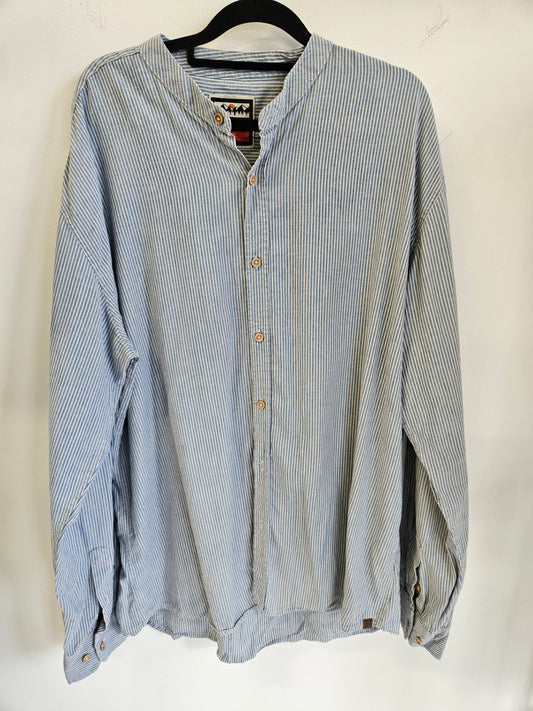 PARK COTTON LINEN LONG SLEEVE SHIRT BLUE WHITE STRIPE SIZE 2XL