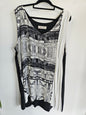 FRANK AND MOLLY SILK SLEEVELESS TOP BLACK AND WHITE ABSTRACT SIZE VISCOSE SILK TENCEL