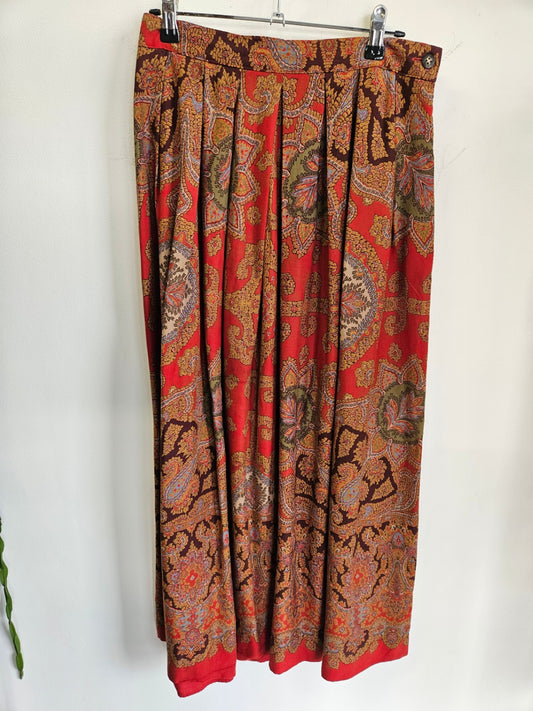 BANANA REPUBLIC RAYON WOOL BLEND SKIRT BROWN PAISLEY SIZE M
