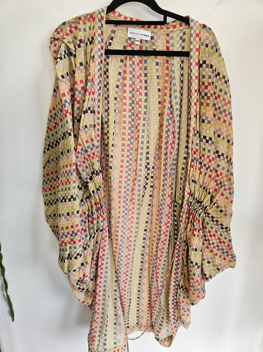 STELLA + GEMMA COTTON DUSTER MULTI CHECKERED SIZE ONE SIZE