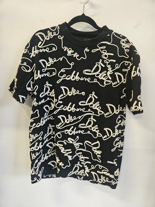 DOLCE AND GABBANA COTTON T SHIRT BLACK AND WHITE SIZE S
