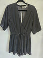 LULU & ROSE POLYESTER PLAYSUIT BLACK WHITE HEART SIZE S