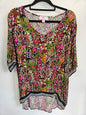 CHARLO VISCOSE SHORT SLEEVE TOP BRIGHT FLORAL SIZE 12