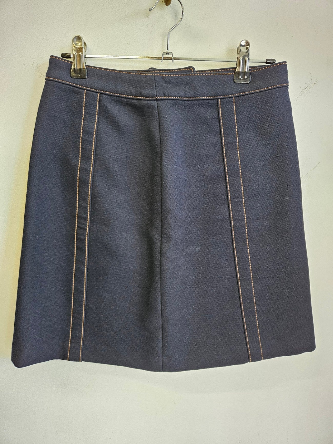 MASSIMO DUTTI COTTON WOOL BLEND MINI SKIRT DARK DENIM BLUE SIZE S