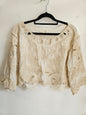 UNBRANDED LINEN CROCHET SHORT AND TOP SET CREAM SIZE M