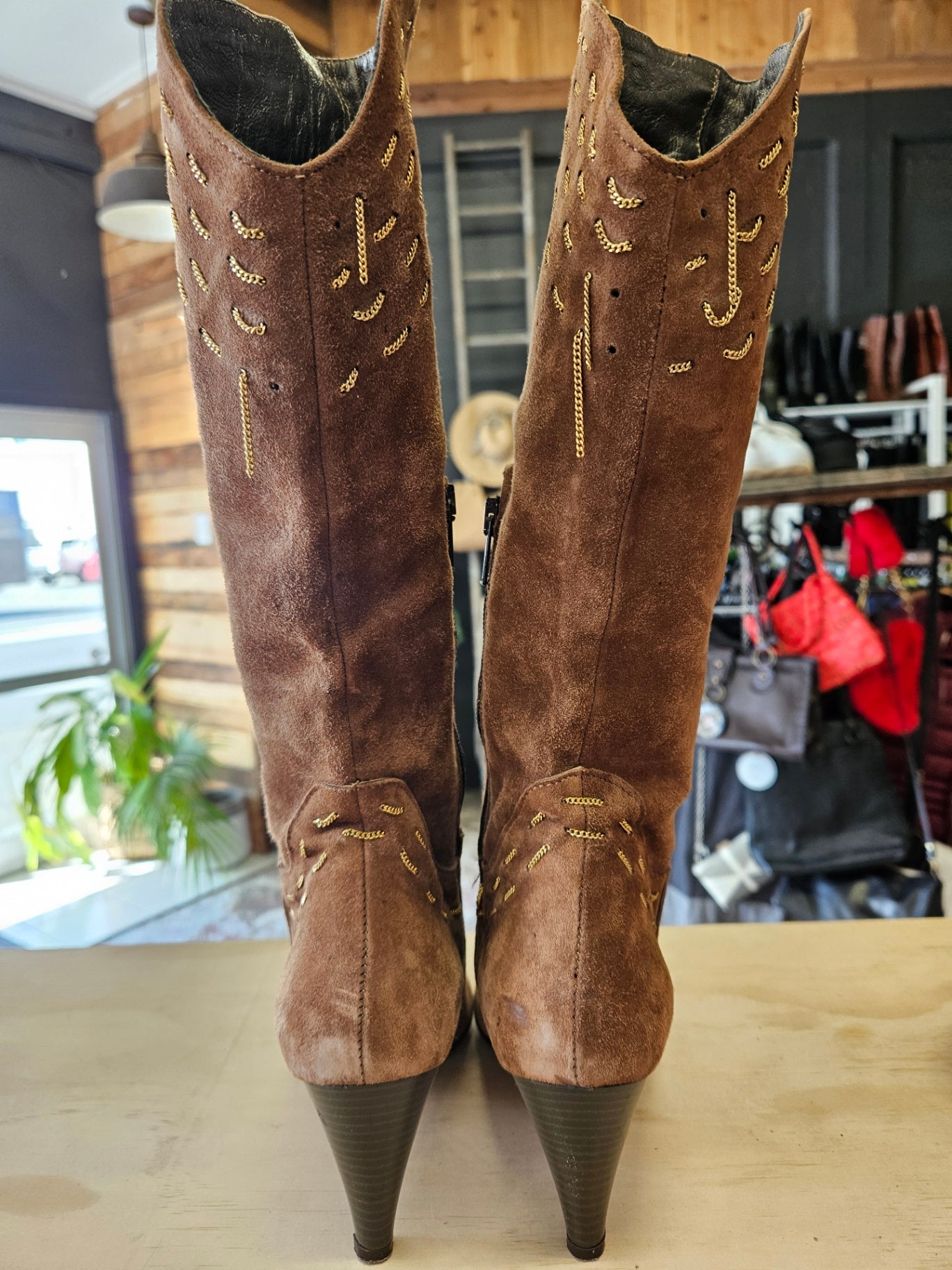 VERO CUOIO SUEDE MID CALF BOOTS BROWN SIZE 37