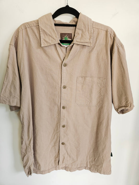 HEMP HORT SLEEVE SHIRT BEIGE SIZE M