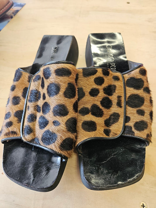 OSWALDO PERICOLI FUR FLAT SLIDES CHEETAH PRINT SIZE 38