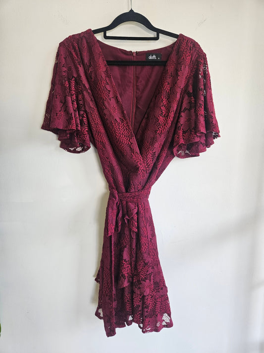 DOTTI LACE FORMAL DRESS BURGUNDY SIZE 14