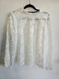 DECJUBA FEATHERED SATIN LONG SLEEVE TOP WHITE SIZE 8