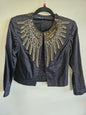 FRENCH CONNECTION SILK SEQUINNED FORMAL JACKET BLACK GOLD SIZE 6