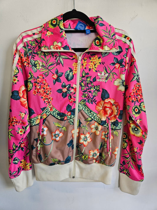 ADIDAS NYLON ACTIVE JACKET PINK FLORAL SIZE 10