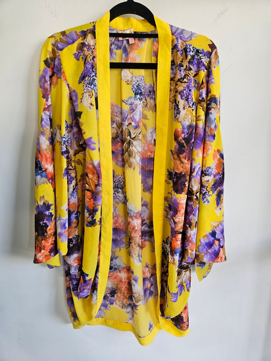 RESORT BY AUGUSTINE POLYESTER DUSTER YELLOW FLORAL SIZE O/S
