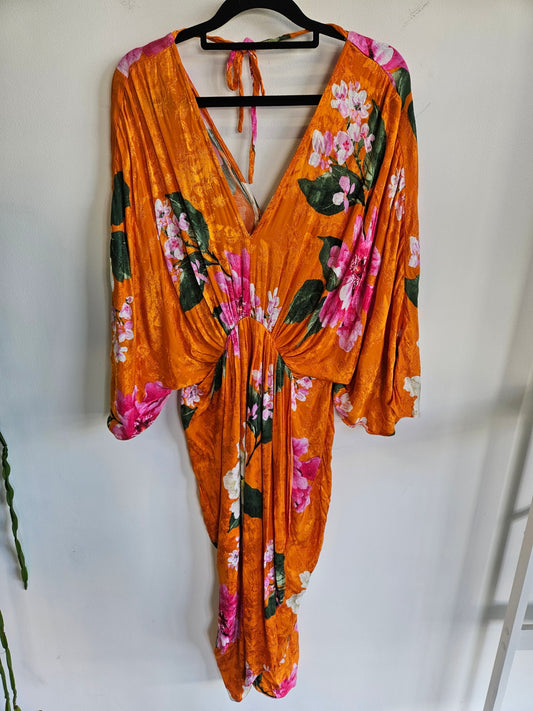 ASOS VISCOSE DRESS ORANGE FLORAL SIZE 6