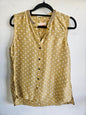 SASS AND BIDE SILK SLEEVELESS TOP GOLD POLKA DOT SIZE 8
