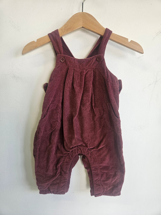 LITTLE BUNDLE SOFT CORDUROY OVERALLS BURGUNDY SIZE 0-3M