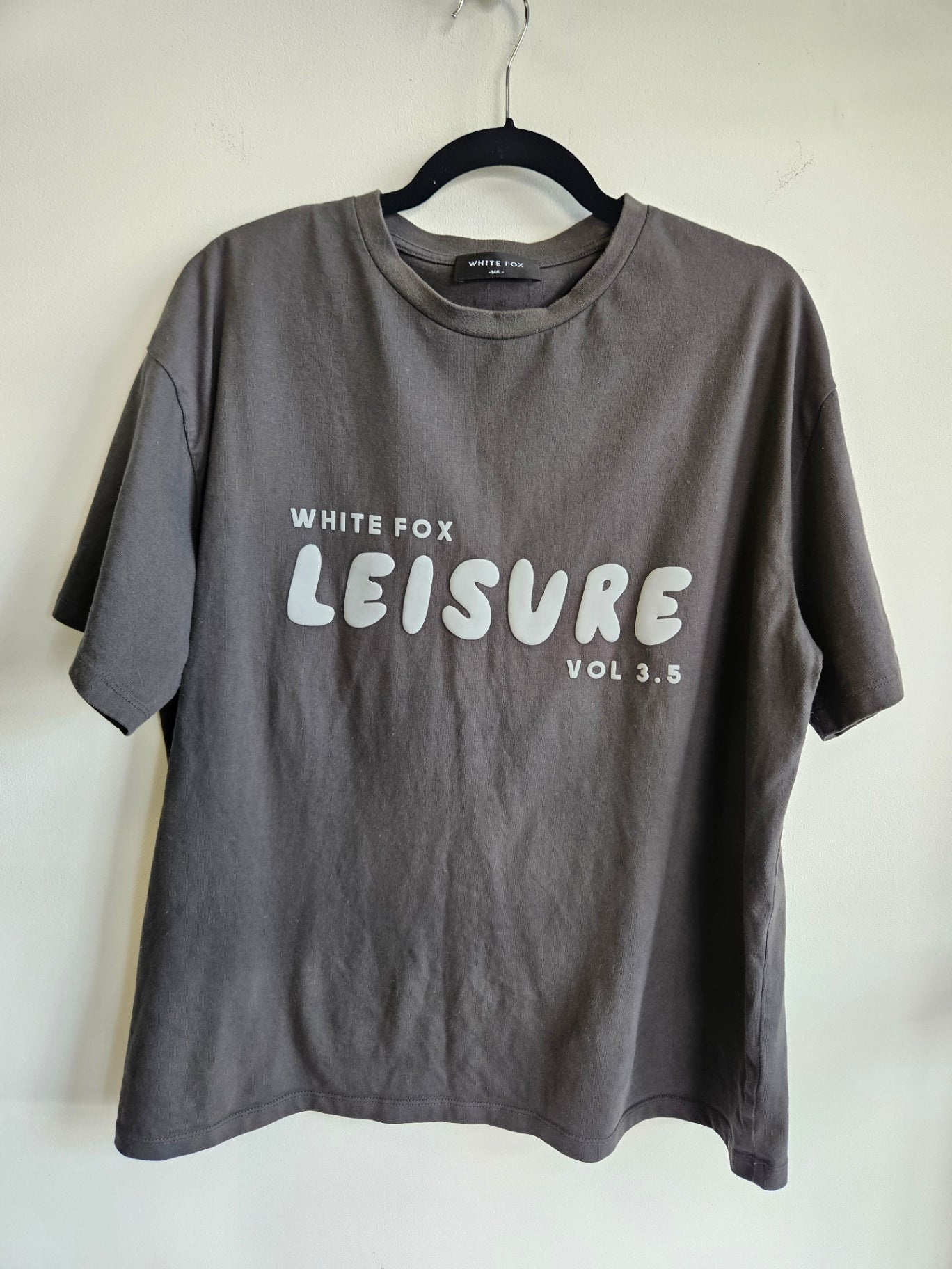 WHITE FOX COTTON T SHIRT CHARCOAL SIZE M/L