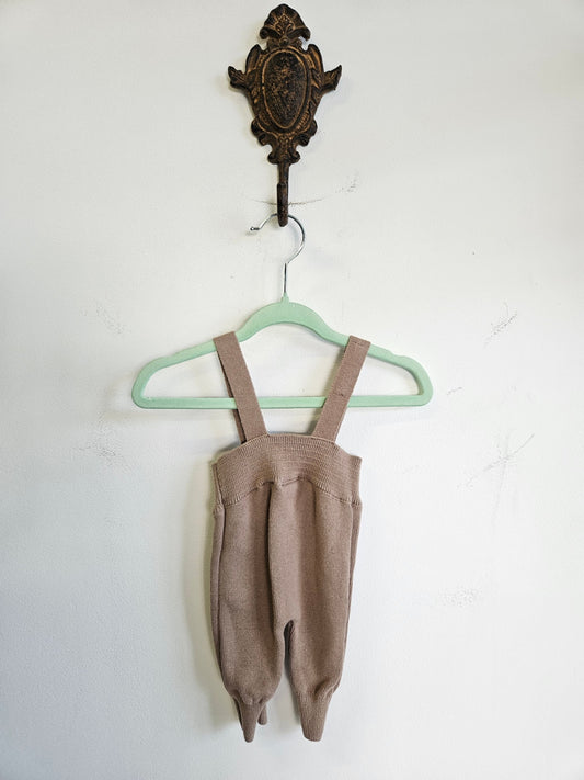 LITTLE BUNDLE COTTON KNIT OVERALLS BEIGE SIZE NB