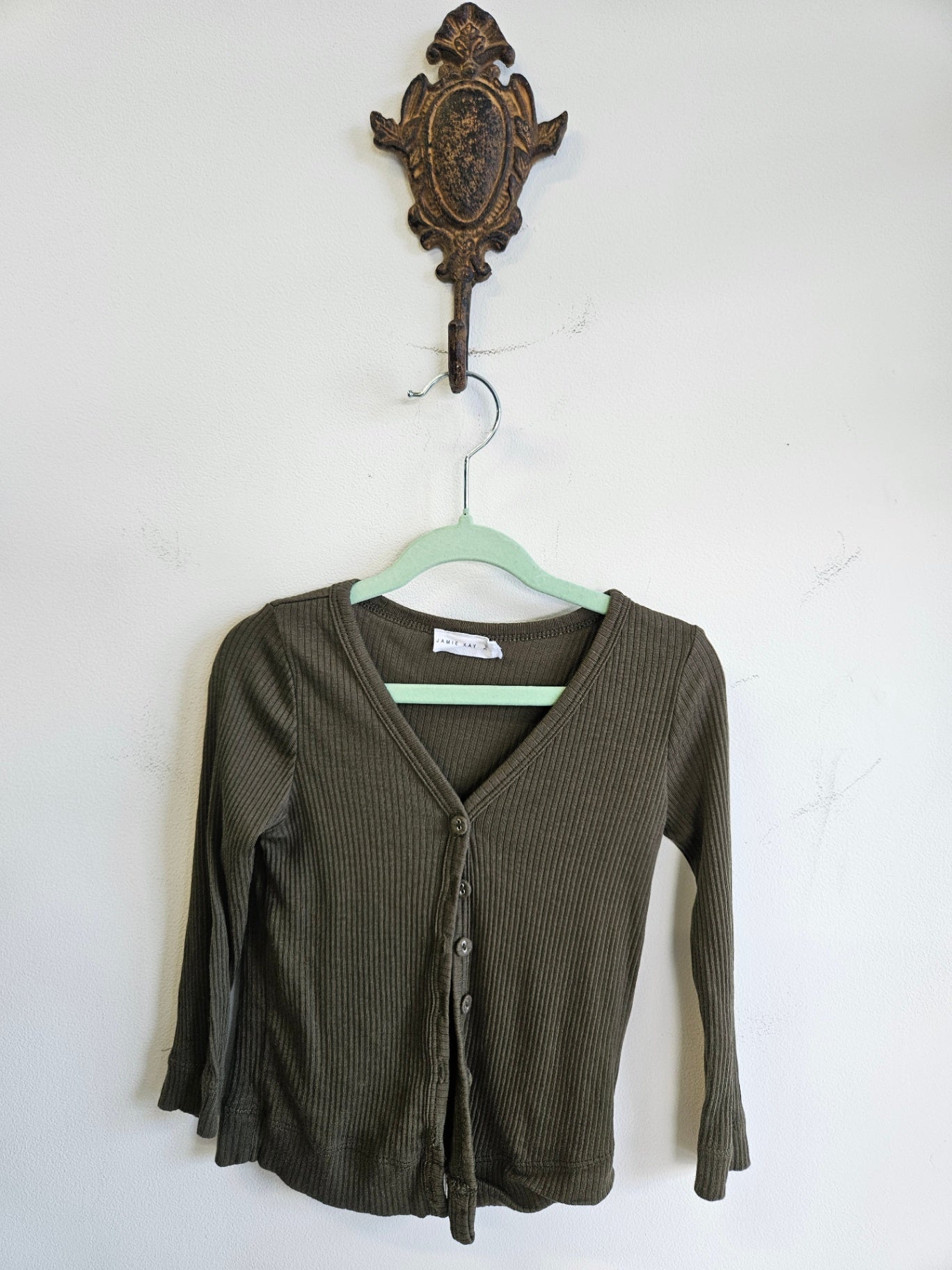 JAMIE KAY COTTON LONG SLEEVE TOP KHAKI SIZE 3