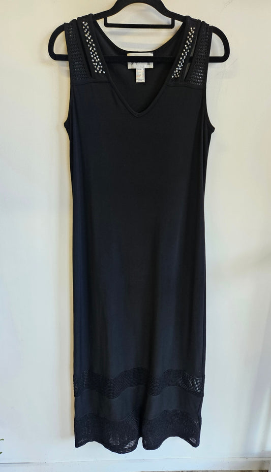 JOSEPH RIBKOFF FORMAL DRESS BLACK SEQUIN MESH DETAIL SIZE 10