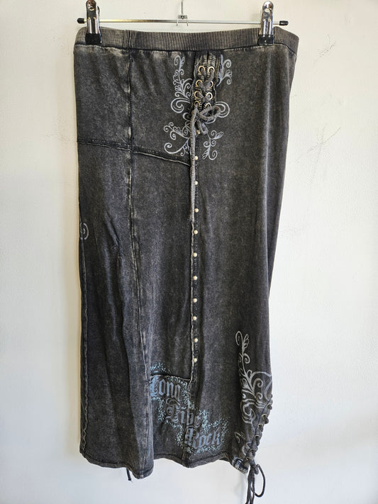 TREASON RORK COTTON SKIRT CHARCOAL STUDDED SIZE M