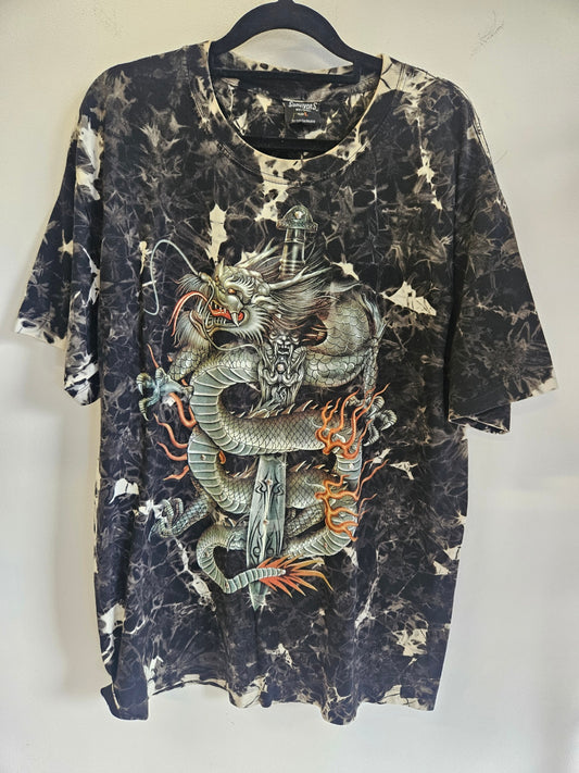 SURVIVORS COTTON T SHIRT BLACK SEQUINNED SERPENT SIZE L