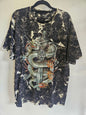 SURVIVORS COTTON T SHIRT BLACK SEQUINNED SERPENT SIZE L