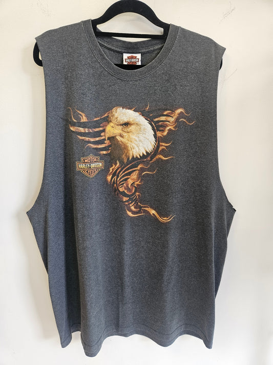 HARLEY DAVIDSON COTTON SLEEVELESS TOP GREY SIZE XL