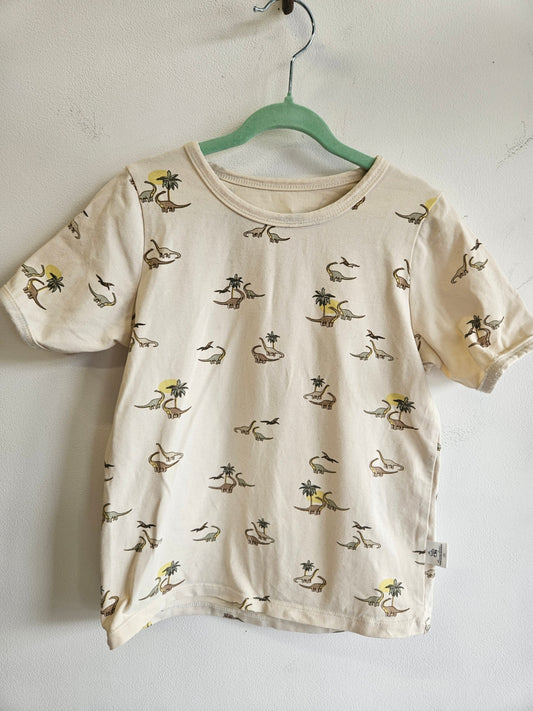 UNBRANDED COTTON SHORT SET CREAM DINO SIZE 4