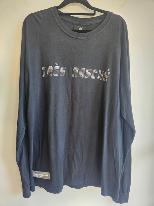 TRES RASCHÉ COTTON LONG SLEEVE TOP BLACK SIZE XL