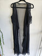 UNBRANDED CHIFFON SLEEVELESS DUSTER BLACK SIZE M
