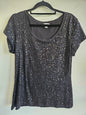 CALVIN KLEIN SEQUINNED SHORT SLEEVE TOP BLACK SIZE M